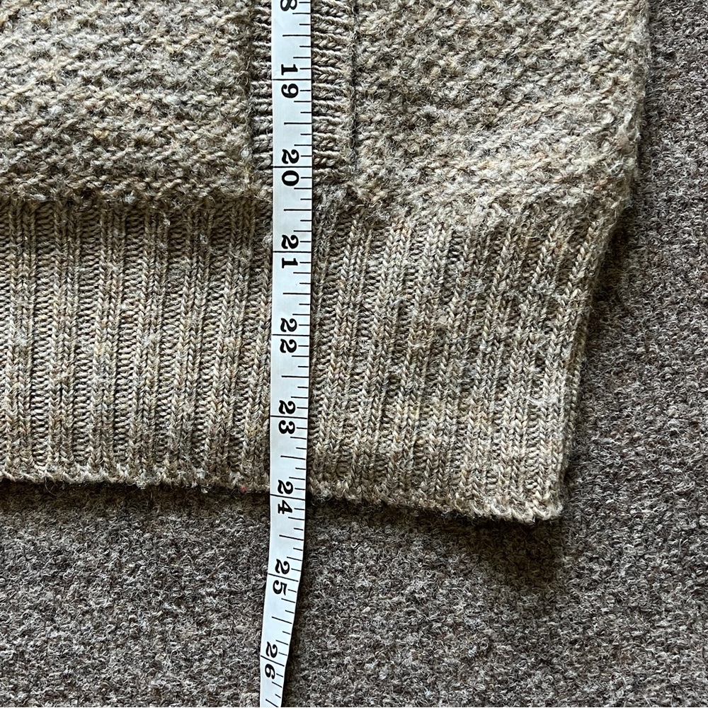 Vintage LL Bean 100% Wool Zip Up Cardigan Knit Sweater Beige Women M Made In USA - Picture 10 of 12
